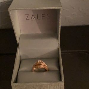 Rose gold two piece wedding band